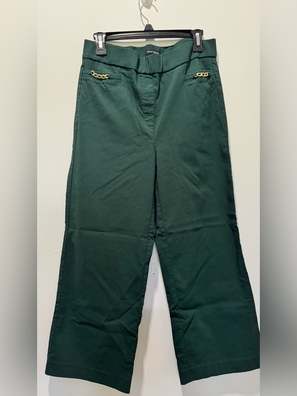 Counterparts Green Wide-Leg Trousers with Subtle Waist Panel | Size Large